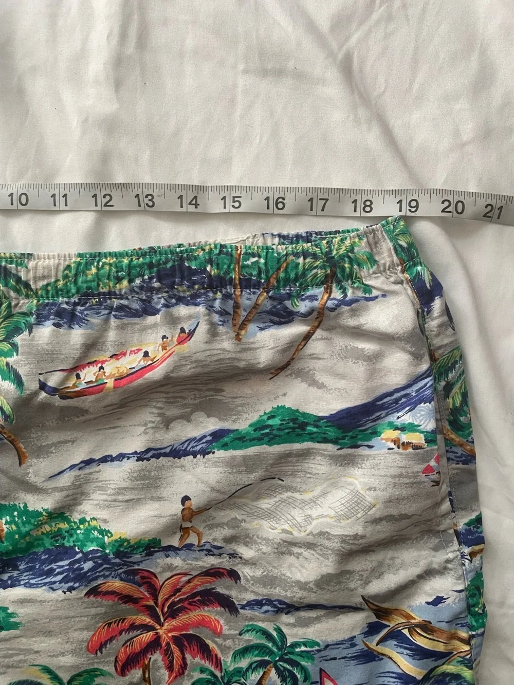 Mens Hawaiian Scenic Beach Surf Coastal Print Elastic Waist Shorts Nautica-L/XL